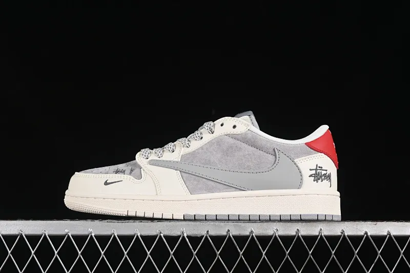 All categories Air Jordan Jordan series basketball shoes Air Jordan 1 Low High-end customized low-top sneakers Travis Scott x Fragment Design x Air Jordan 1 Low OG SP AJ1 Joe 1 Stussi joint-double spelling red tail low-top cultural casual sneakers SJ2068-130